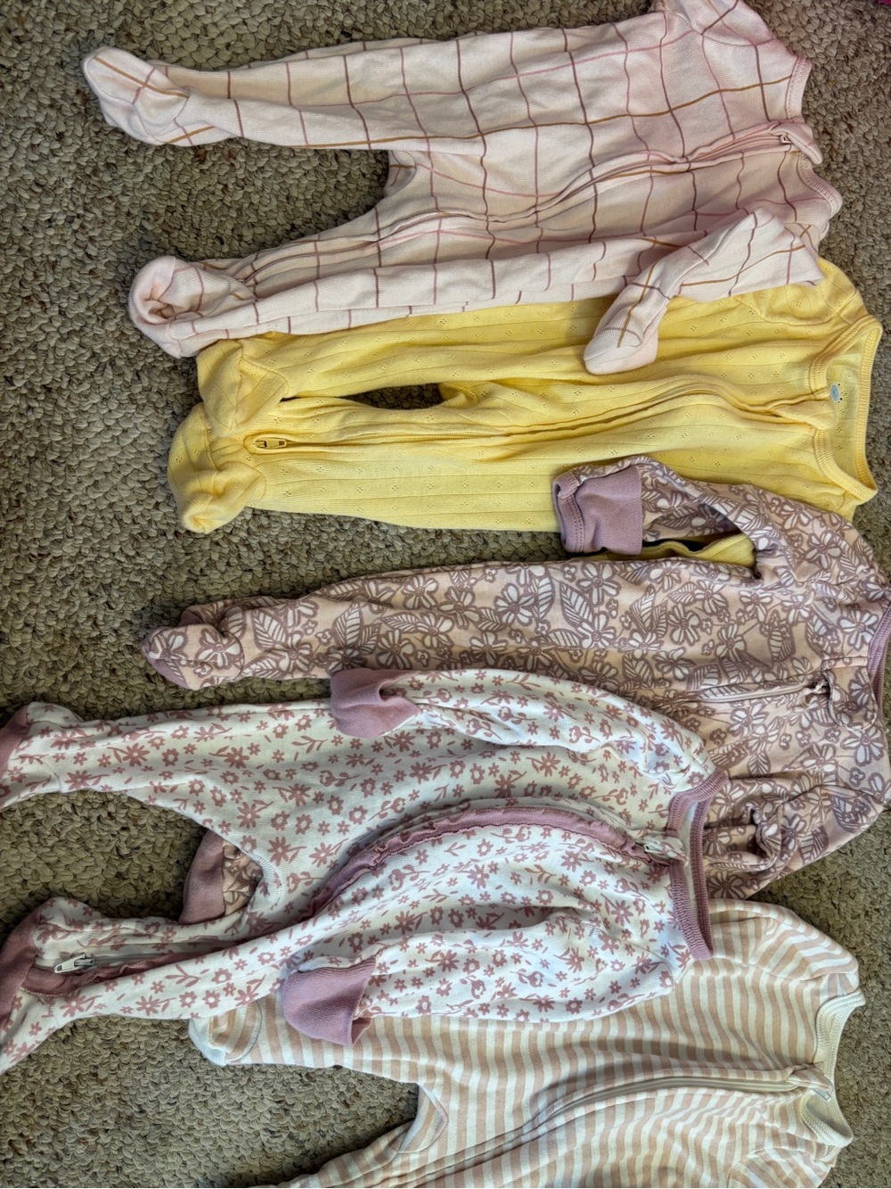 cloud island pink floral newborn bodysuit